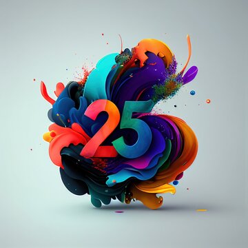 Splash of colors with number 25 Generative AI
