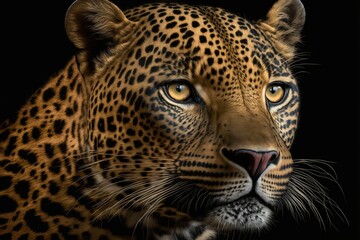 Naklejka na ściany i meble Leopard Stock Photo, Wildlife Photography, Generative Ai