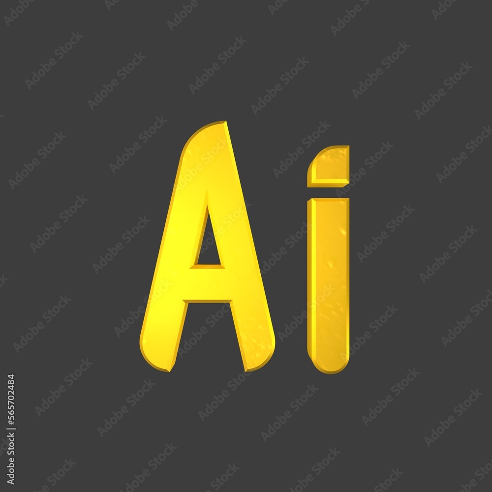 Poster 3d text ai on a gray background. artificial intelligence.