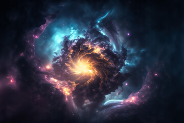 Obraz na płótnie Canvas space illustration with stars and nebula. Generative AI