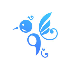 Fototapeta premium abstract blue bird logo icon