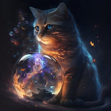 The magical elements of the Universe and a cat