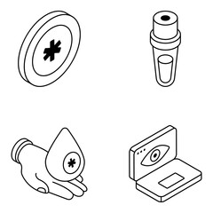 Pack of Medical Tools Linear Icons 

