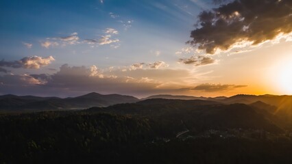 sunset over the mountains
