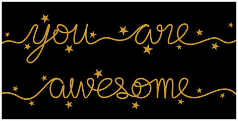 An abstract vector illustration of the word Awesome in line art style