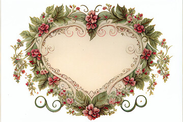 Victorian Floral Valentines Frame Generative AI