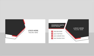  Elegant  business card template. Creative and Clean visiting card. Double-sided modern red and black business card Vector illustration. 