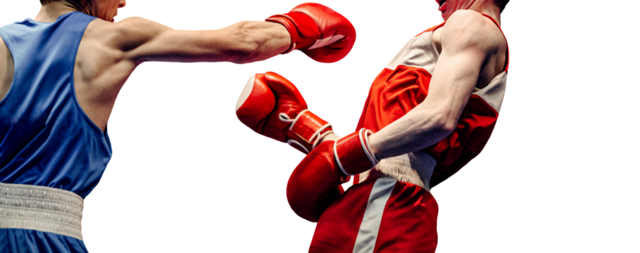 boxing match boxer lands right jab to opponent