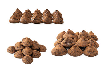 Chocolate truffles isolated on a white background.
