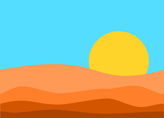 Deset sand landscape with sun setting