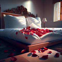 bed with roses