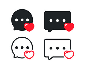 Love heart in bubble message icon. Illustration vector