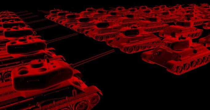 T-34 x-ray tank, looped animation of the camera flight. High quality 4k footage