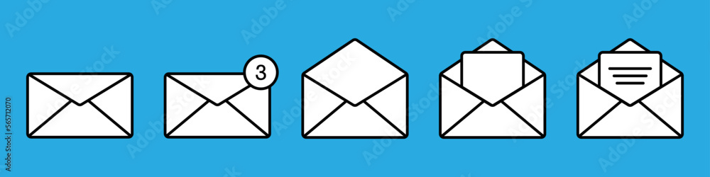 Poster mail vector icon. the letters in envelopes. the unread message. a new message. an e-mail. a busyness