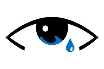 A crying eye icon. The tear in an eye vector illustration. The crying person concept. Moody and sad person