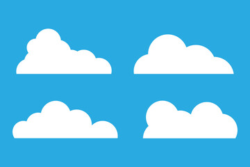 Set of Cloud Icons. Isolated on blue background. Cloud symbols collection.