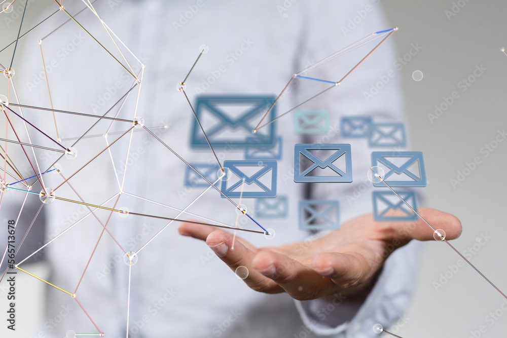 Poster mail communication support contact concept service - connection
