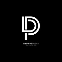 Creative letter D P line art logo design - obrazy, fototapety, plakaty