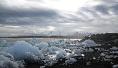Diamond beach. ice chunks on the beach