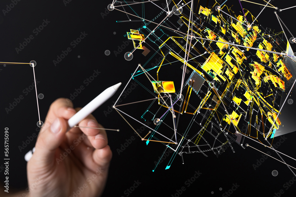 Poster conference Digital Network and data concept 3d - connection