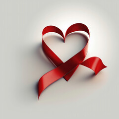 red heart with ribbon valentines day - created with generative AI