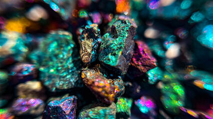 Opal rocks iridescent colours macro