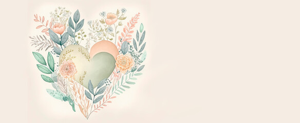 Valentine's Day, Love is Love, Hearts, Flowers, Leaves, Banner, Gift for Your Loved Ones