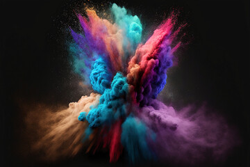 Powder splash complementary color on a black background Waller - created with generative AI