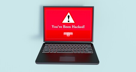 System hacked alert after cyber attack on computer network. compromised information concept. internet virus cyber security and cybercrime.