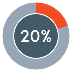 20 percent,circle percentage diagram template vector.