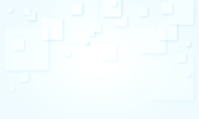 White and transparent squares with shadows on a white background, light blue hue. High resolution full frame abstract background with copy space.
