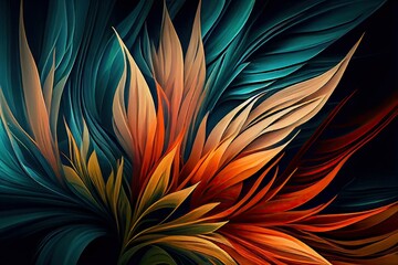 Abstract colorful flower field, generative AI Art