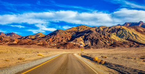 Death Valley with bending road
