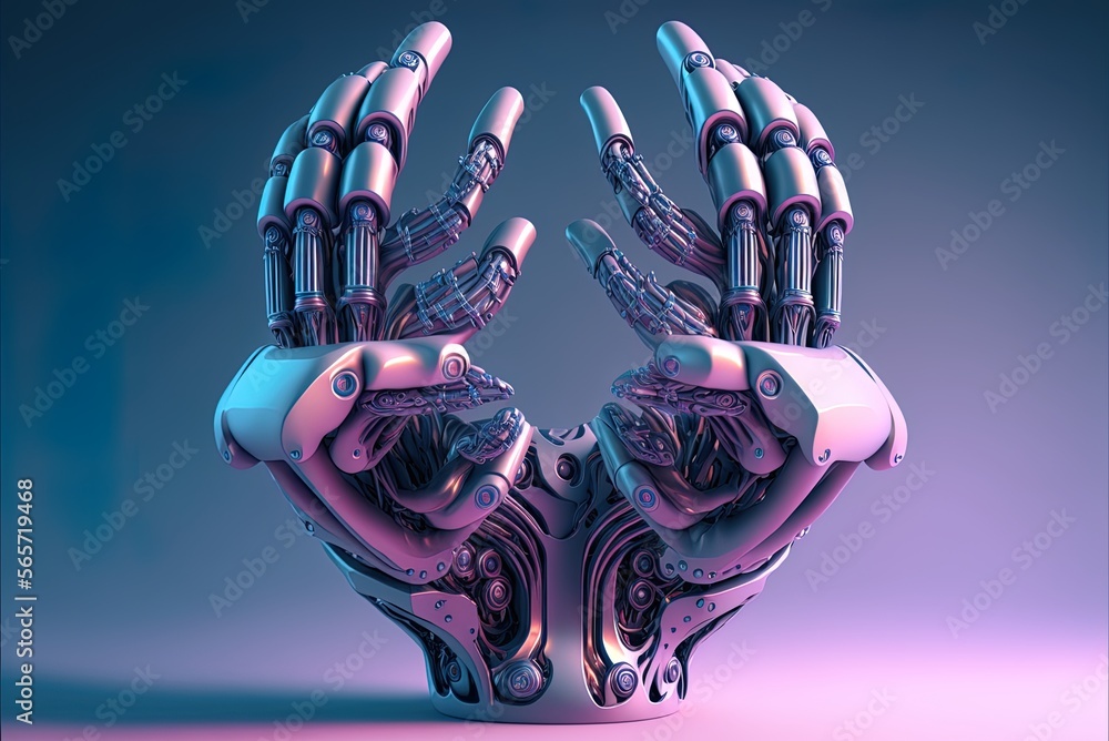 Poster chatbot palm movements robot hands generative ai
