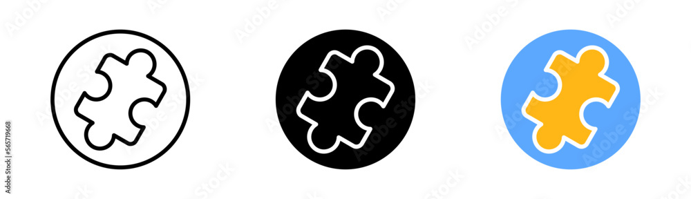 Poster puzzle set icon. solving problems, question mark, conundrum, application development. creative think