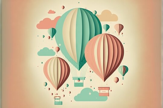  a couple of hot air balloons flying through the sky with clouds in the background and a few clouds in the sky above them, with a few clouds and a few clouds.  generative ai