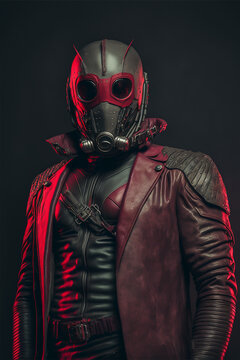 Alien Warrior in Gas mask and full suit of Leather 
