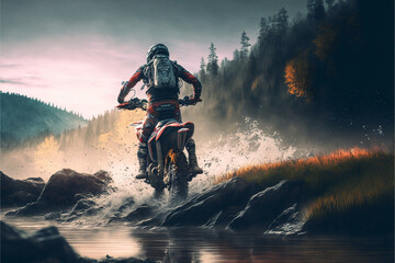 Fototapeta premium Motocross, Generative AI, Illustration