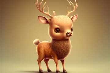 cute dear deer - generative ai - obrazy, fototapety, plakaty