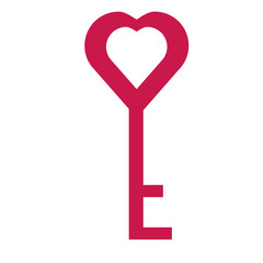simple red heart shape old key, key to heart