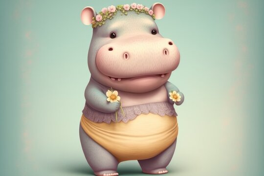 cute hippopotamus - generative ai