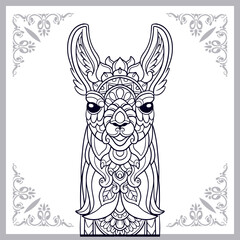 Llama head mandala arts isolated on white background