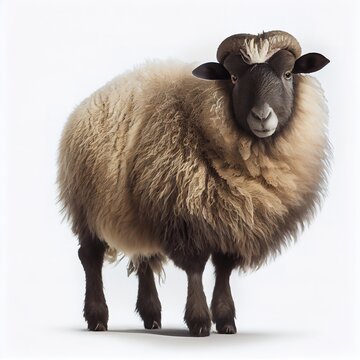 Finnsheep sheep breed isolated on white background. Generative AI