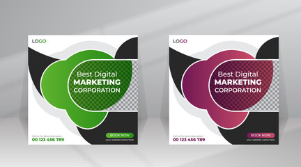Digital Business Marketing Banner for Social Media Post or Square Banner Design Template