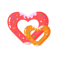 icon donuts hearts. on a white background. vector illustration. happy valentine's day