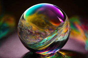Fotobehang ai midjourney generated illustration of a colorful glass sphere © Claudia Nass