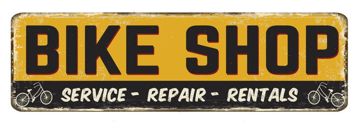 Bike shop vintage rusty metal sign
