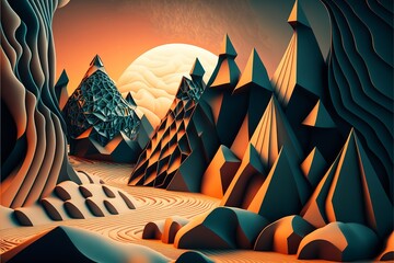 Abstract geometric landscape illustration as background