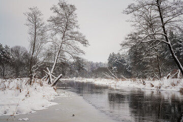 Rzeka Warta zimą