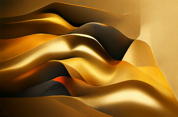 Obraz premium Abstract Gold Texture Background, Bronze Waves Pattern, Luxury Metallic Mockup with Copy Space, Generative AI Illustration